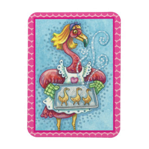 PINK FLAMINGO COOKIES, POLKA DOT MAGNET