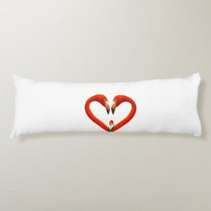 Pink Flamingo Couple on White Body Cushion