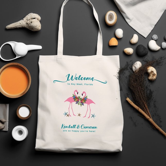Pink Flamingo Couple Wedding Welcome Guests Bag (Creator Uploaded)