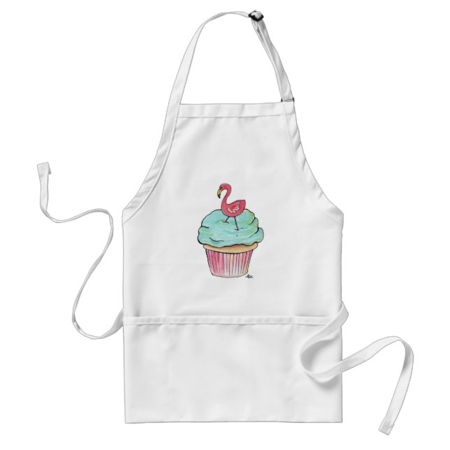 Pink Flamingo Cupcake Retro Dessert! Standard Apron (Front)