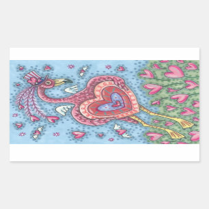 PINK FLAMINGO CUPID Valentine Heart STICKERS Sheet