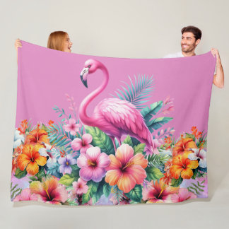 Pink Flamingo Custom Fleece Warm Cosy Blanket