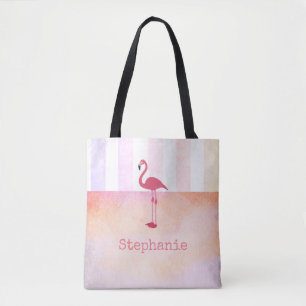 pink flamingo custom tote bag personalise it