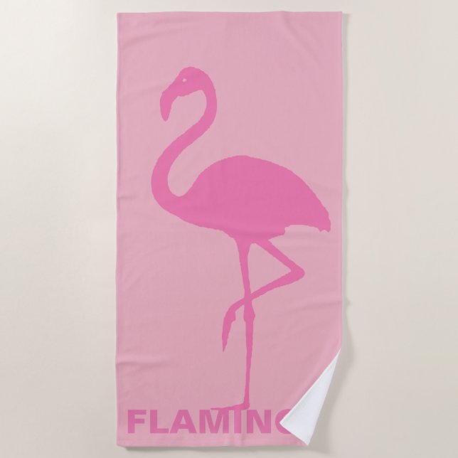 Pink flamingo customisable beach towel (Front)