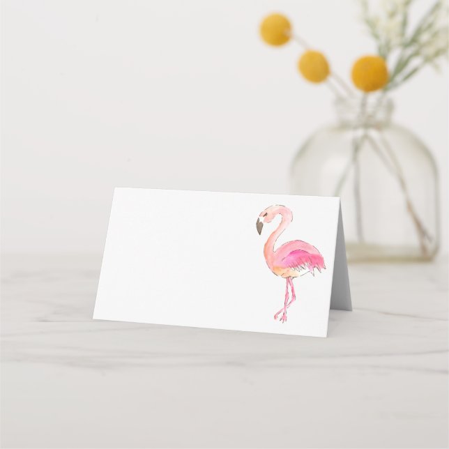 Pink flamingo cute animal place card (Front)
