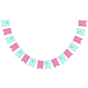 Pink Flamingo Cute Happy 1st Birthday Bunting