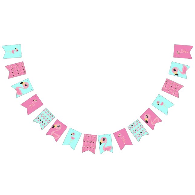 Pink Flamingo Cute Happy 1st Birthday Bunting (All)