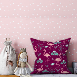 Pink Flamingo cute red pattern Cushion