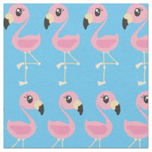 Pink Flamingo Cute Tropical Print Fabric Kids