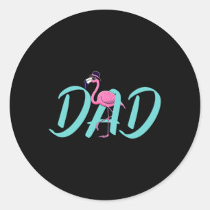 Pink Flamingo Dad Funny Fathers Day Tropical Bird Classic Round Sticker
