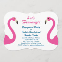 Pink Flamingo Engagement Party Invitation