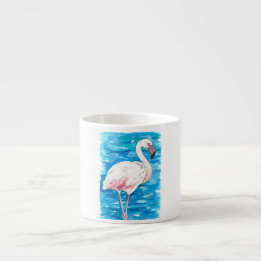 Pink flamingo espresso cup