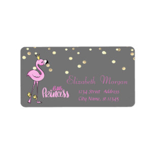 Pink Flamingo,Faux Gold Foil Confetti,Grey Label