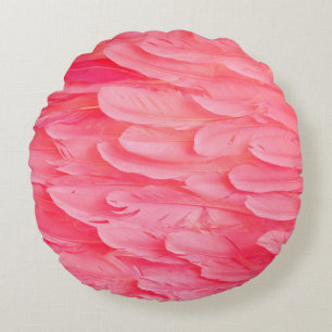 Pink Flamingo Feathersflamingo,feather,pink,textur Round Cushion