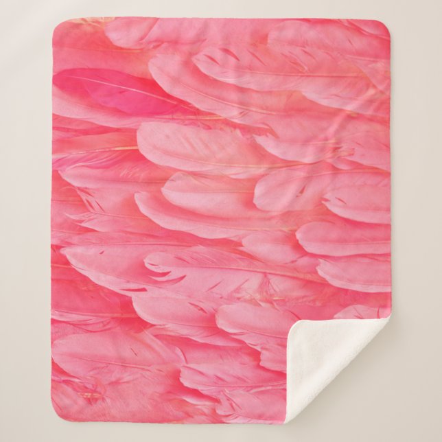 Pink Flamingo Feathersflamingo,feather,pink,textur Sherpa Blanket (Front)