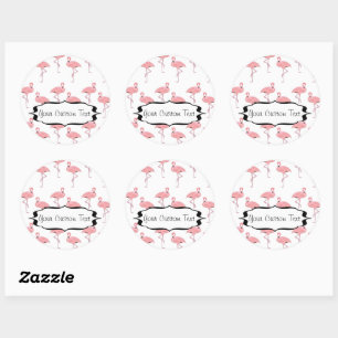 Pink Flamingo Flock Pattern Business Promo Classic Round Sticker