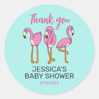 Pink Flamingo Flock Turquoise Blue Baby Shower