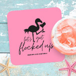 Pink Flamingo Flocked Up Tropical Birthday<br><div class="desc">Get flocked up with your friends and family to celebrate your birthday! Fun,  festive paper drink coasters feature black typography with a flamingo holding a cocktail,  and a "let's get flocked up" caption on a cheerful pink background. Perfect for beach and tropical themed adult birthday parties.</div>
