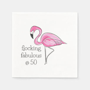 Pink Flamingo Flocking Fabulous at Fifty Napkin