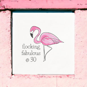 Pink Flamingo Flocking Fabulous at Thirty Napkin