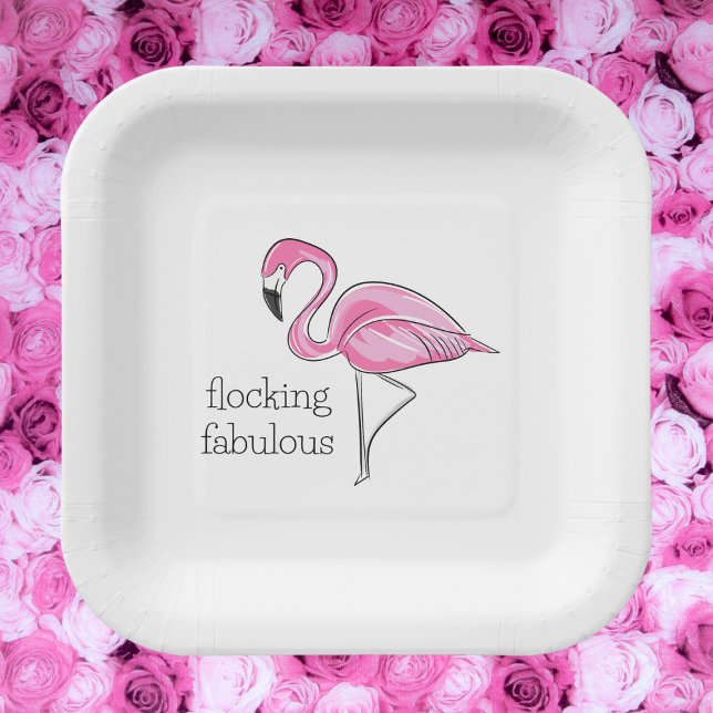 Pink Flamingo Flocking Fabulous Paper Plate (Creator Uploaded)