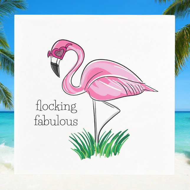Pink Flamingo Flocking Fabulous Pink Glasses Napkin (Creator Uploaded)