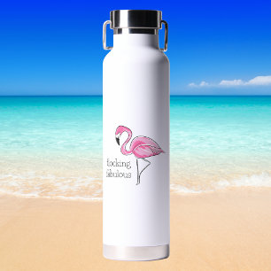 Pink Flamingo Flocking Fabulous Water Bottle