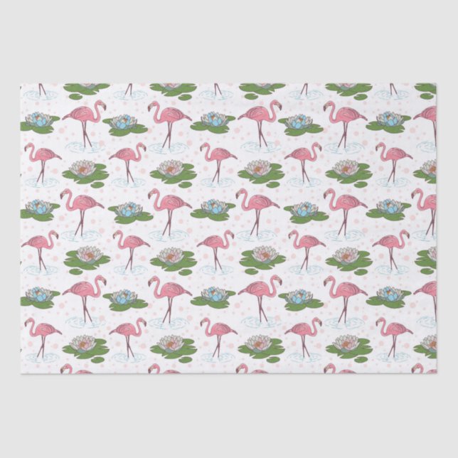 pink flamingo floral pattern tissue paper (Front)