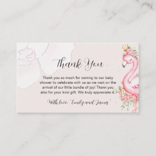 Pink Flamingo Floral Thank You Card