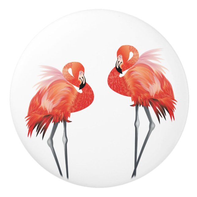 Pink Flamingo Florida Home Decor Ceramic Knob (Front)