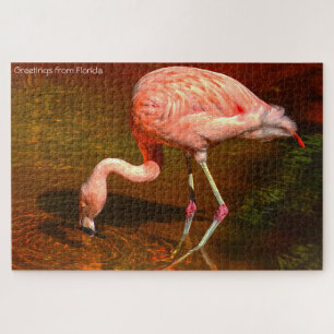 Pink Flamingo Florida. Jigsaw Puzzle