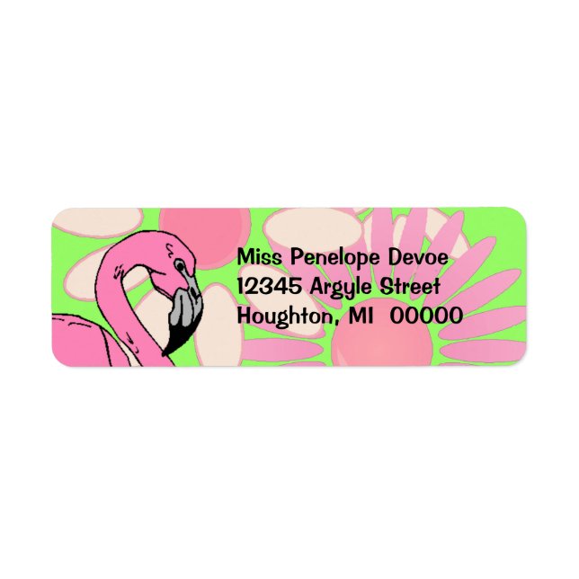 Pink Flamingo Flower Petal Camouflage Return Label (Front)