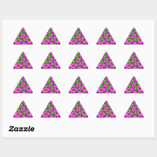Pink Flamingo Flowers Pattern Triangle Sticker