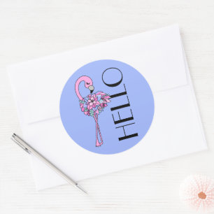Pink Flamingo Flowers Sticker