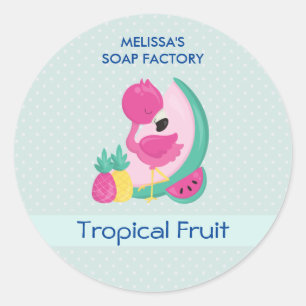 Pink Flamingo & Fruits Soap Scents Classic Round Sticker