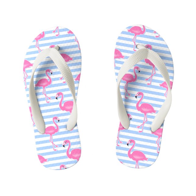 Pink Flamingo Fun Pattern Kid's Jandals (Footbed)