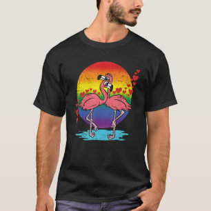 Pink Flamingo Gay Pride Flag LGBT Q Rainbow Moon A T-Shirt