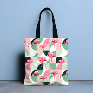 Pink Flamingo Geometric Tropical Chic Gift Tote Bag