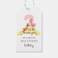 Pink Flamingo Girl 2n Birthday Thank you Gift Tags