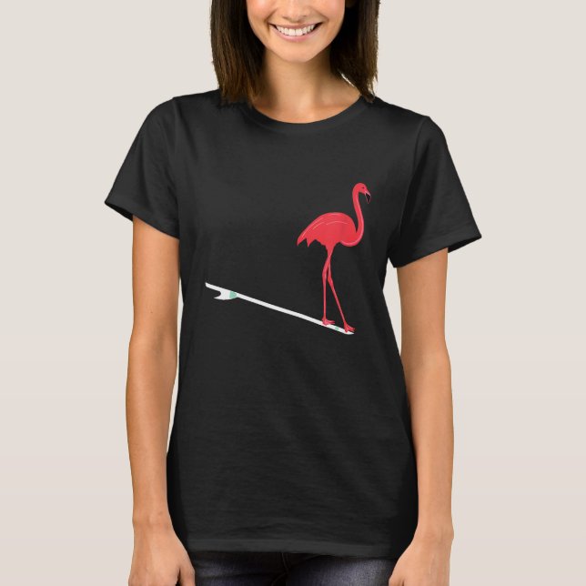 Pink Flamingo Hanging Five Funny Surf Gift Idea T-Shirt (Front)