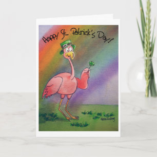 Pink Flamingo Happy St. Patrick's Day Card