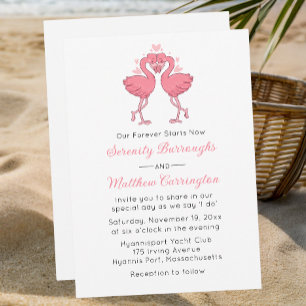 Pink Flamingo Hawaiian Tropical Beach Wedding Invitation