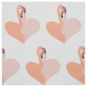 Pink Flamingo Heart Fabric