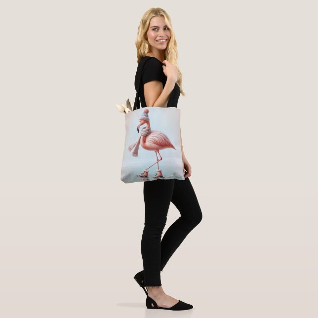 Pink Flamingo Ice Skater Tote Bag (On Model)