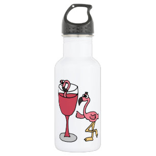 Pink Flamingo in Blush Wine Glass 532 Ml Water Bottle