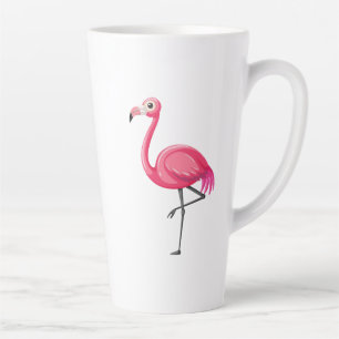 Pink Flamingo in Cartoon Style Latte Mug
