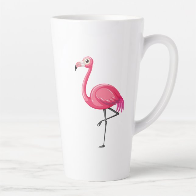 Pink Flamingo in Cartoon Style Latte Mug (Right)