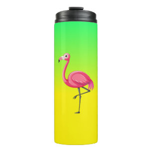 Pink Flamingo in Cartoon Style Thermal Tumbler