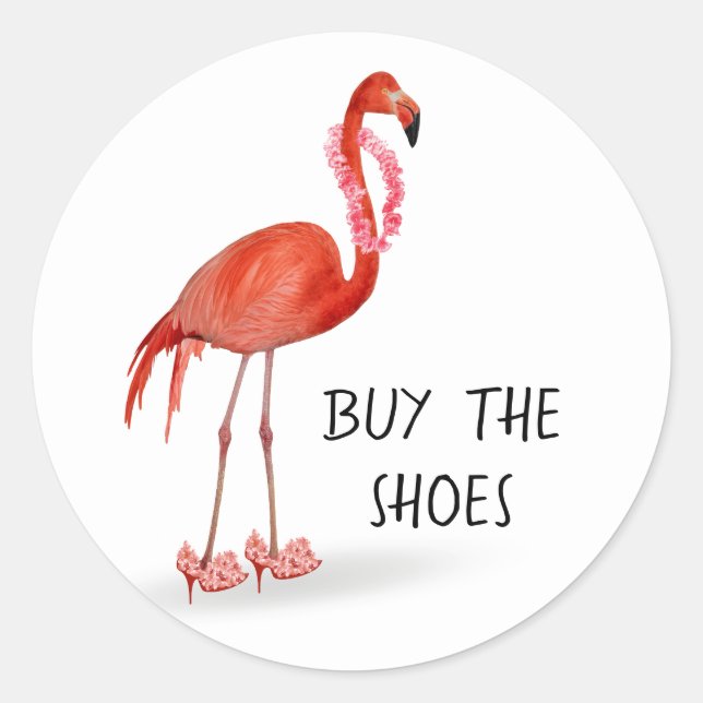 Pink Flamingo In High Heels Classic Round Sticker (Front)