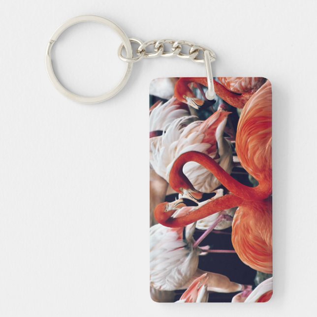 Pink Flamingo in Nature Key Ring (Front)